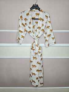 Kimono con cierre de cordón, bata de terciopelo para mujer, cuello en V, manga larga, diseño estampado, estilo elegante, invierno y otoño - Product Image 2