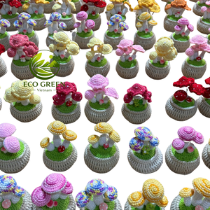 Plantes en pot au crochet faites à la main, fleurs tricotées colorées, mini décoration de bureau, plante artificielle, cadeau pour la maison, le bureau, le mariage, vente en gros - Product Image 6