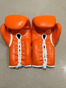 Équipement de combat professionnel, gants de boxe en cuir de qualité supérieure, 100% cuir véritable, à lacets, orange, pour l'entraînement de boxe - Product Image 3
