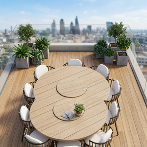 Juego de Mesa de Comedor para Exteriores de Vietnam, Madera Maciza con Estructura de Aluminio, Sillas de Jardín Resistentes a la Intemperie, 4/6/8 Asientos, Diseño Personalizado - Product Image 6