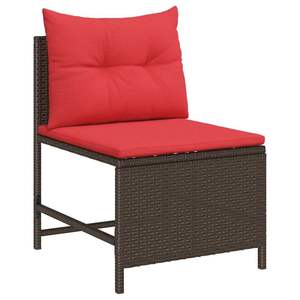 Ensemble de canapés de jardin en polyrotin marron et rouge, 6 pièces, avec coussins - Product Image 5
