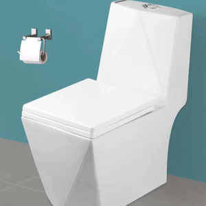 Inodoro de una pieza con diseño de diamante, tamaño 760x370x675mm, trampa en S de 225mm y sistema de descarga por arrastre. - Product Image 1