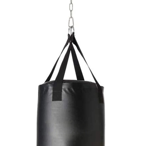 Sac de frappe de boxe en PU noir, couleur unie, rempli de sable, double fermeture à anneau, pour adultes, design écologique et non toxique - Product Image 3