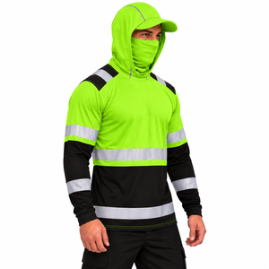 Custom Men Reflective Fishing Wear Hoodie High Visibility UPF 50 Sun Protection <b>Shirt</b> <b>Face</b> Gaiter Hooded Custom Fishing Hoodie - Product Image 3
