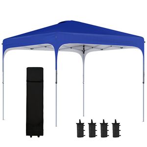 8 'X 8' blu Royal Pop up baldacchino regolabile altezza tenda da Gazebo pieghevole con borsa per il trasporto 4 gamba e ruota per esterni con borse peso - Product Image 1