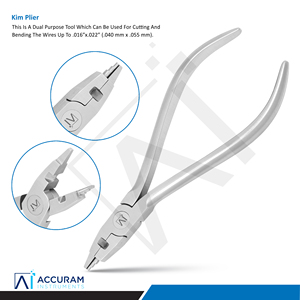Alicates Kim de Ortodoncia Accuram, Alicates de Doble Propósito para Cortar y Doblar Alambres, Acero Inoxidable, Instrumento Quirúrgico Dental Manual, con Certificación CE - Product Image 1