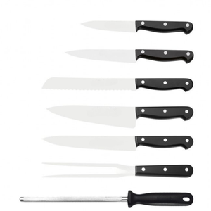Juego de Cuchillos de Cocina de Acero Inoxidable con Mangos Ergonómicos Negros, Soporte de Almacenamiento de Madera y Varilla de Afilado para Preparación de Alimentos - Product Image 2