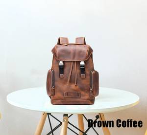 Padded Laptop Leather <b>Backpack</b> <b>Waterproof</b> Anti-Theft Vintage Rucksack Genuine Leather Travel Gear LBP-0326 - Product Image 3