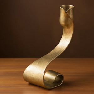 Porte-bougie en laiton façonné à la main - Design conceptuel de décoration de table en métal fait main, inspiré de l'Inde - Product Image 3