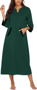 Robe longue de détente pour femme avec fermeture éclair sur le devant, poches et coupe légère, idéale comme robe de nuit - Product Image 3