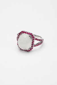 Ruby and <b>Moon</b> <b>Stone</b> <b>Ring</b> in 92.5 Sterling Silver KLSP-10669 - Product Image 4
