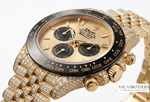 Montre chronographe Rolexx Daytonna Cosmographg en or jaune avec cristaux de diamant et moissanite, bracelet, 40 mm, quartz analogique, luxe pour homme - Product Image 2
