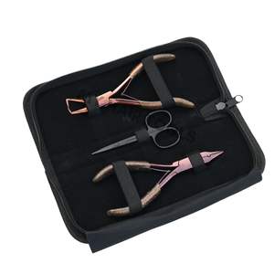 Kit de pinces pour extensions de cheveux en or rose avec pince de pose de micro-perles, outil de retrait à double ressort et petits ciseaux de coupe - Product Image 1