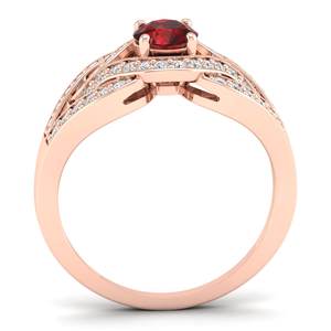 Anillo de Compromiso REYES de Alta Calidad con Granate de Corte Brillante Redondo de 0.5Ct en Oro de 14K, Certificado GRA, Joyería Fina con Moissanita - Product Image 4