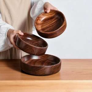 ชามสลัดทรงกลมไม้กระถินณรงค์คุณภาพสูง ดีไซน์หรูหรา ขัดเงา ขนาดใหญ่ ความจุเยอะ ผลิตด้วยมือ ดีไซน์โดดเด่น เป็นมิตรต่อสิ่งแวดล้อม - Product Image 4