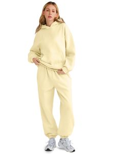 Women 2 Piece <b>Hoodie</b> Set Oversized Sweatshirt and Jogger Sweatpants OEM Custom Bulk Wholesale - Product Image 6