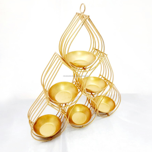 Bougeoir marocain en laiton doré Porte-décoration de mariage doré Prix le moins cher en Inde Noël disponible - Product Image 6