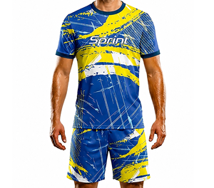 Maillot de football sans manches personnalisé OEM, respirant, motif géométrique, 100 % polyester, anti-rétrécissement, bretelles réglables, impression numérique, 140g - Product Image 1