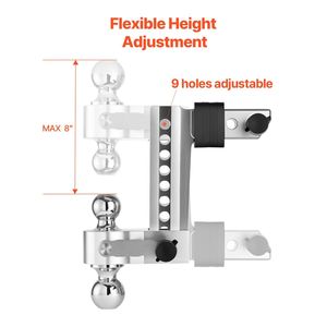 Attacco a goccia regolabile da 8 pollici con attacco a tre palline da 1 7/8 \ "2 \" 2-5/16 \ "Max 15000 Lbs per il traino di RVs ATVs Trucks - Product Image 4
