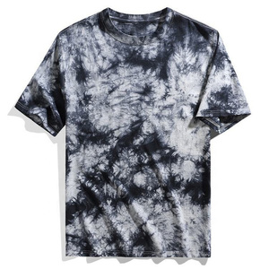T-shirt noir tie-dye pour homme, manches courtes, col rond, coupe classique, streetwear décontracté, t-shirt graphique - Product Image 4