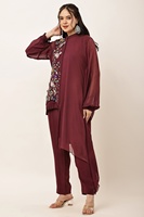 Robe décontractée élégante pour femme en georgette, brodée, style bohème ample, col mandarin, manches longues