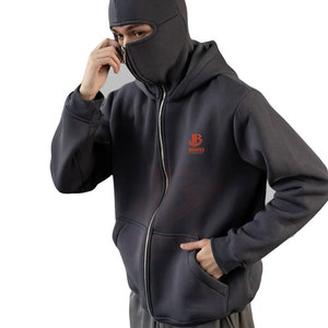 Sudadera con capucha tipo balaclava extragrande con cremallera, 100% algodón, cubre toda la cara, para hombre, manga larga, para adultos - Product Image 5