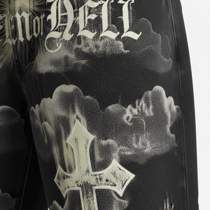 กางเกงยีนส์ขาสั้นทรงหลวมสไตล์สตรีทแฟชั่นสำหรับผู้ชาย รุ่นแบ็กกี้ ขากว้าง แฟชั่นแนวอเมริกัน รับผลิตตามแบบ สั่งทำแบรนด์ส่วนตัว OEM - Product Image 4