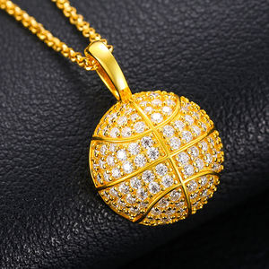 Pendentif boule dorée avec incrustation de strass, plaqué or 18 carats, collier classique pour femme, cadeau - Product Image 2