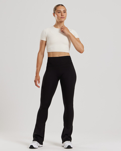 Ivory Crop <b>Top</b> Short Sleeves Crew Neck Minimalist Style Breathable Four-Way Stretch Knitted Polyester/Cotton <b>Sequined</b> Women - Product Image 2