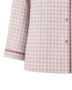 <b>Light</b> Grey Pink Check Women Pajama Set Long Sleeve Button Down Nightwear Soft Cotton Two Piece Sleepwear Comfortable <b>Lounge</b> Set - Product Image 6