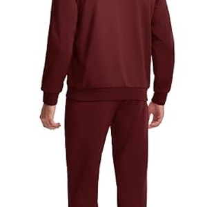 Ensemble de survêtement deux pièces pour homme en coton 100% - Pantalon de jogging imprimé et pantalon évasé avec motif uni pour l'hiver - Product Image 2