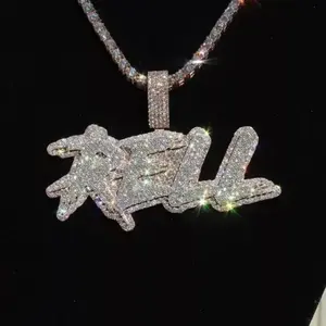 จี้เพชรโมอิสซาไนต์ทรงกลม 3.00 กะรัต สำหรับผู้ชาย สลักชื่อได้ตามต้องการ เงินแท้ 925 - Product Image 1