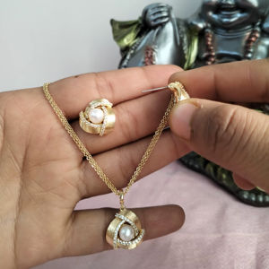 Ensemble de pendentifs en perles d'eau douce plaqué or, fabricant et fournisseur de bijoux en gros - Product Image 3