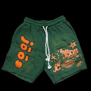 Shorts d'été décontractés pour hommes en coton épais personnalisé, style streetwear, avec cordon de serrage et imprimé graphique vintage, vente en gros - Product Image 3