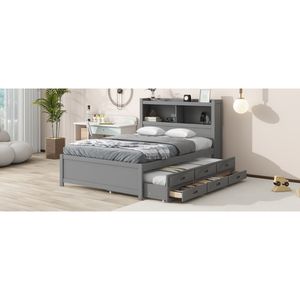 Letto matrimoniale grigio con piattaforma, cassetti e prese USB - Product Image 6