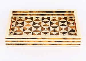 Bandeja de incrustaciones de resina hecha a mano a precios de fábrica a los precios más baratos, bandejas de resina con incrustaciones de hueso para el hogar, hotel y restaurante - Product Image 5