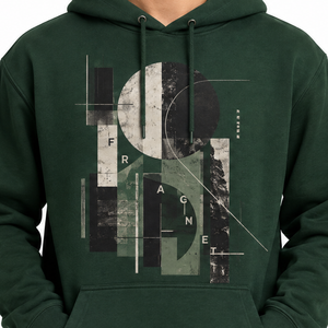 Sweat-shirt à capuche vert foncé pour homme, motif géométrique abstrait, style streetwear, vente en gros - Product Image 2