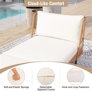 Divano da Esterno in Vimini PE a Doppia Funzione con Schienale e Braccioli, Divanetto a 2 Posti per Patio - Product Image 6