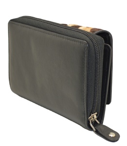 New Arrival Ladies Genuine Leather Animal Prints Clutch Purse <b>RFID</b> <b>Blocking</b> <b>Wallet</b> Zipper Closure Polyester Fashion Feather - Product Image 4