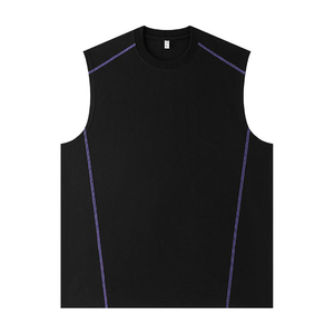 Débardeur d'été personnalisé pour homme grande taille en coton et polyester, idéal pour la course, la gym et l'entraînement, sans manches, brodé, coupe musclée - Product Image 3