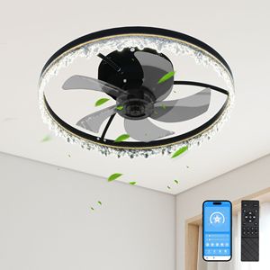 Ventilador de Techo LED Inteligente de 20 Pulgadas con Luz Integrada, 5 Aspas Invisibles, Control Remoto y Temporizador - Product Image 1