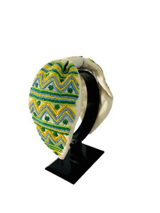 Handmade Beaded Zigzag <b>Headband</b> for Women Trendy Colorful Embroidered <b>Padded</b> Designer Hair Accessory Stylish Bohemian <b>Headbands</b> - Product Image 1