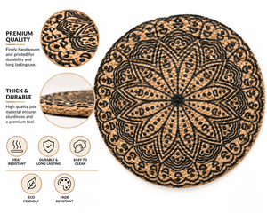 <b>Round</b> Bohemian Geometric Printed <b>Place</b> <b>Mat</b> with Mandala Design for Home Use - Product Image 3
