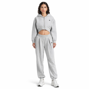 เสื้อฮู้ดครอปซิปคุณภาพสูง ผ้าฟลีซหนานุ่ม ทรงโอเวอร์ไซส์ สกรีนโลโก้ได้ ชุดวอร์มผู้หญิง ขายส่ง เสื้อผ้าสตรีทแวร์ รับผลิตแบบ OEM - Product Image 1