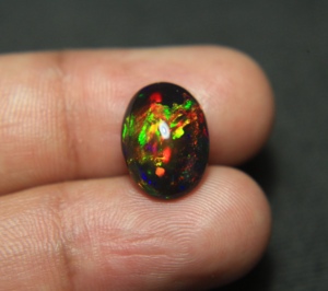 Ópalo Etíope Negro Natural, Cabujón Ovalado de 14x10x5mm, Gema Suelta de 3.50 Quilates, Ópalo de Fuego Multicolor, Piedra de Nacimiento de Octubre - Product Image 2