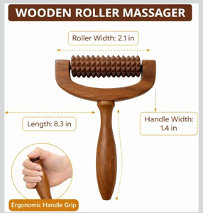 Rouleau de massage en bois naturel, masseur corporel artisanal, outil de massage en bois, relaxation musculaire, soins personnels, spa, bien-être, thérapie - Product Image 5