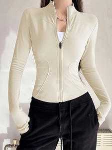 Womens Mesh Panel Yoga <b>Jacket</b> Breathable Full Zip Fitness Running <b>Workout</b> Activewear Custom Logo OEM ODM Private Label Wholesale - Product Image 1