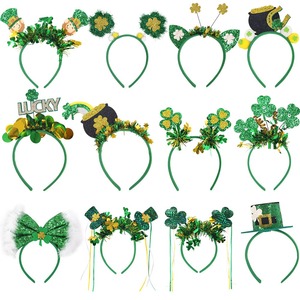 St. Patrick's Day Shamrock Headband <b>Hair</b> Hoop Gold Accent-<b>Green</b> Shamrock <b>Hair</b> Band Festival Accessory Costume Gift Fast Delivery - Product Image 6