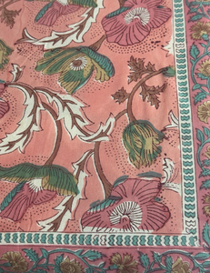 Cotton Modern Pink Solid Handmade Hand Block Table Cover Botanical Design for Home Hotel Use-Pure Prints Rajasthan - Product Image 5