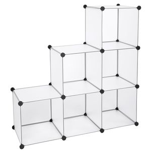 Contenitori di Stoccaggio Cubici Bianchi, Organizzatore per Armadio a 6 Cubi, Scaffali Fai-da-Te per Armadi e Guardaroba - Product Image 5
